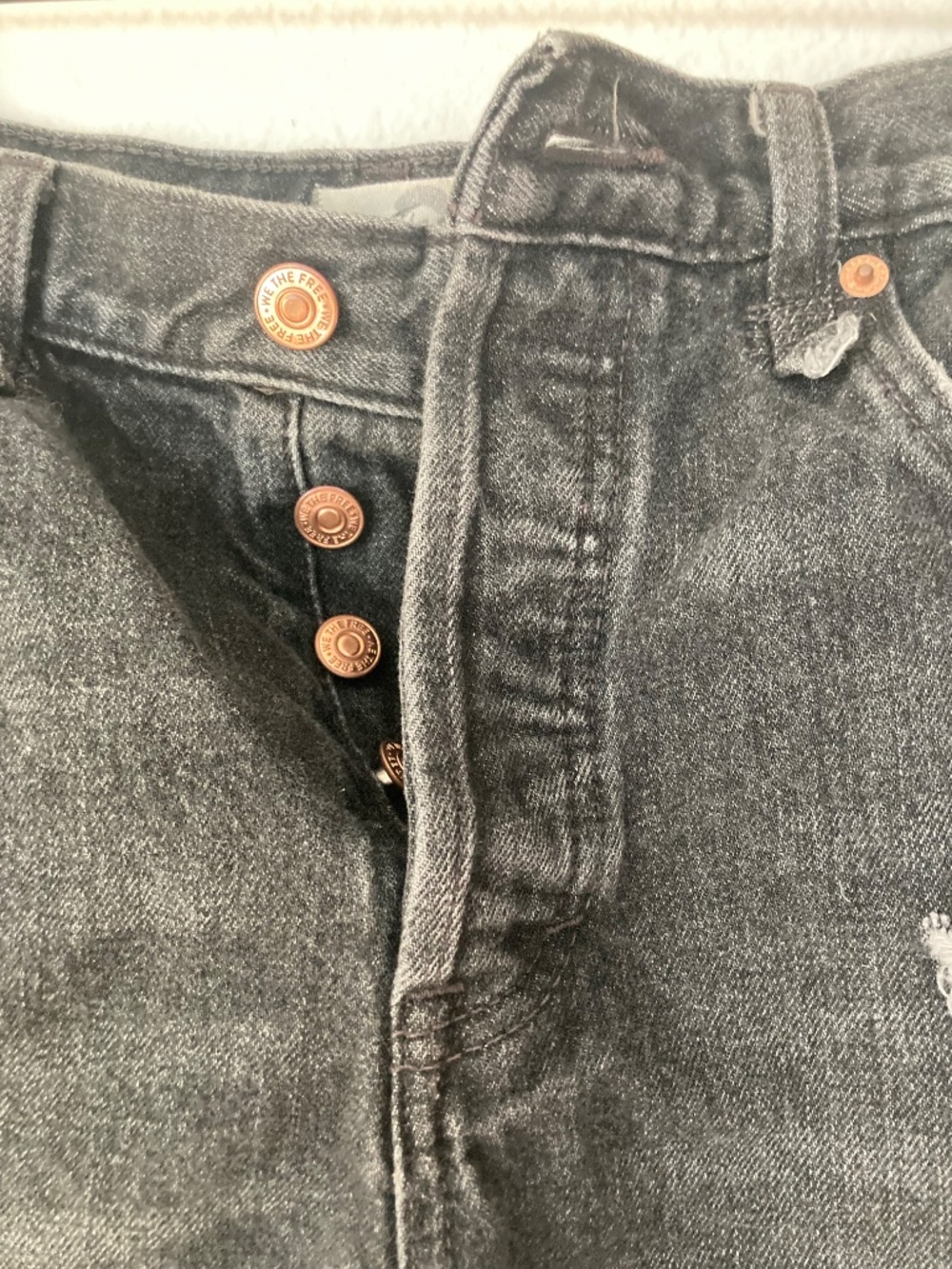 Free People We The Free High Rise Button Fly Black Distressed Denim Shorts 29 - Picture 4 of 6